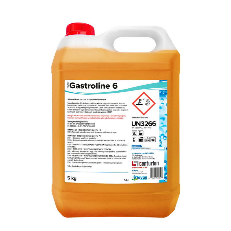 Tevan Gastroline 6 5L - Płyn do usuwania tłuszczu z grili okapów